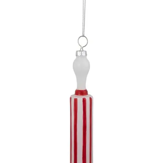 Red Striped Rolling Pin Glass Christmas Ornament {6}