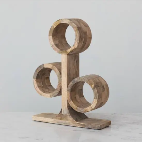 Hello Honey&reg; 15.25" Natural Mango Wood Circular Wine Rack {6}