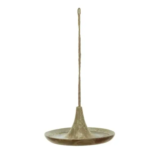 Hello Honey® 6.75" Tan Stoneware Bird Feeder with Jute Hanger {5}