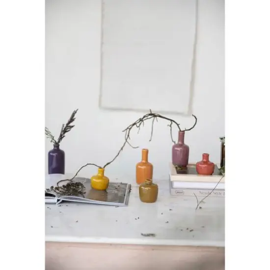 Hello Honey&reg; Stoneware Vases With Reactive Glaze Finish Set {4}