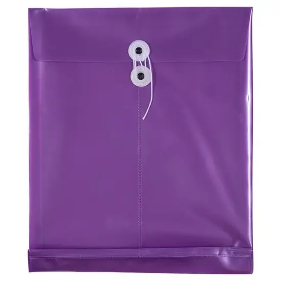 JAM Paper Purple Pearl Plastic Button & String Closure 9.75" x 11.75" Envelopes, 12ct. {1}