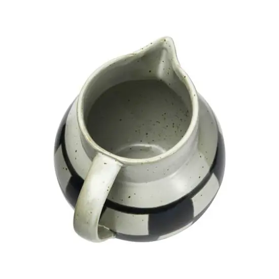 Hello Honey&reg; Ivory & Black Painted Checker Farmhouse Stoneware Pitcher {6}