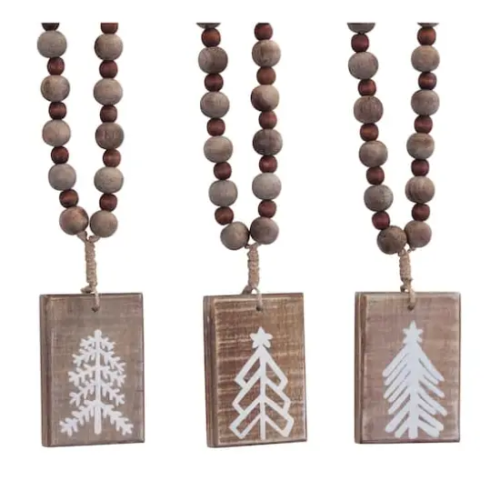 13" Wooden Tree Plaque Ornament Set {1}