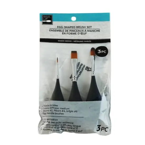 Mixed Media 3 Piece Egg-Shaped Round, Filbert & BrightPaint Brush Set by Artist's Loft&reg; {4}
