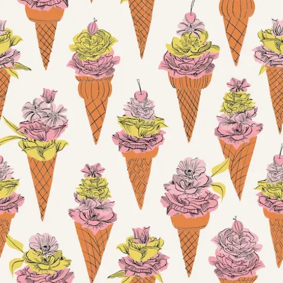 By Dylan M Orange Floral Ice Cream Peel & Stick Wallpaper {1}