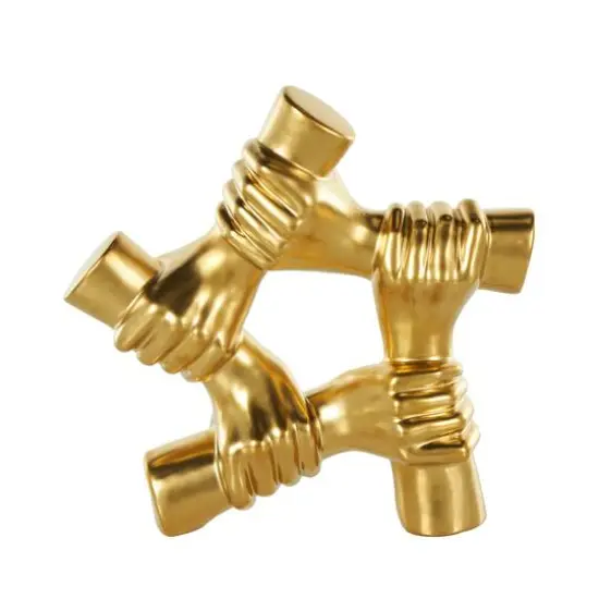 13" Gold Hands Gripping Ceramic Sculpture {8}