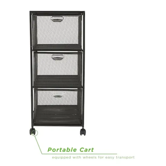 Mind Reader Black 3 Drawer Rolling File Cabinet {8}