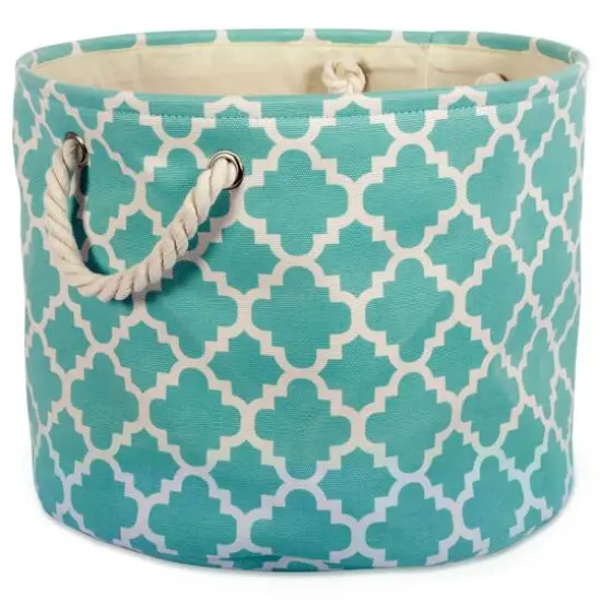 DII&reg; Medium Round Polyester Lattice Bin Aqua {1}