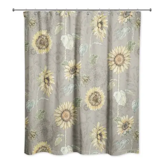 Sunflower Pattern Shower Curtain Brown {1}