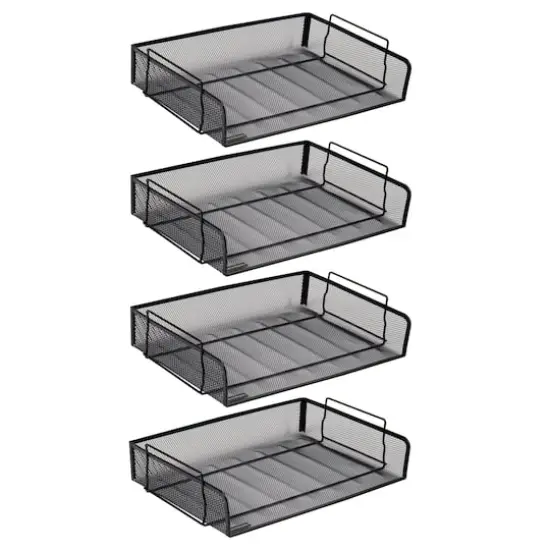 Mind Reader 4 Pack Black Stackable Metal Mesh Tray and Desk Document Organizer {1}