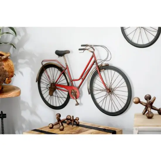 Red Rustic Metal Bicycle Wall Accent {8}