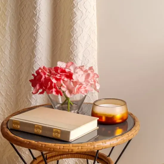 8" Hydrangea in Glass Vase Coral {4}