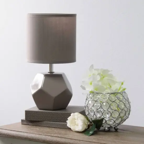 Simple Designs Round Prism Mini Table Lamp Gray {3}