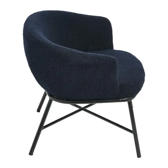 Hello Honey&reg; Bowery Boucle Upholstered Accent Arm Chair Dark Blue {9}