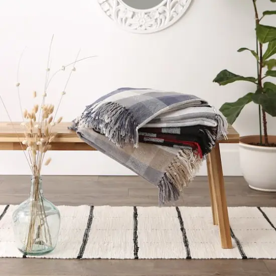 DII&reg; French Blue Tri-Color Check Throw {5}