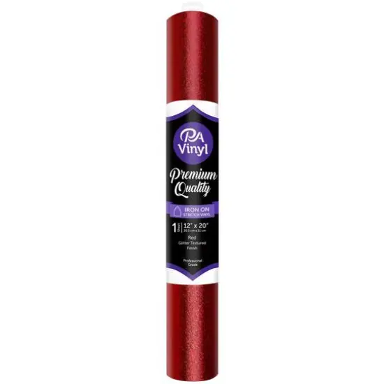 PA Vinyl Glitter Texture Iron On Stretch Vinyl Red {1}