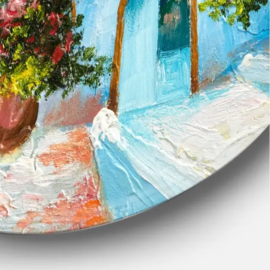 Designart - House Near The Sea Colorful Flowers I - Nautical & Coastal Metal Circle Wall Art {5}