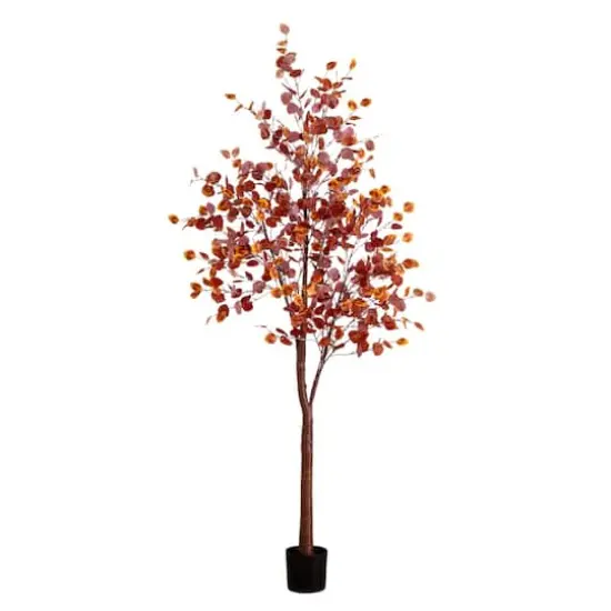 8ft. Pre-Lit Grand Autumn Eucalyptus Artificial Fall Tree with 540 Warm White LED Lights {1}
