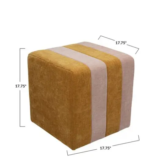 Hello Honey&reg; 18" Modern Square Fabric Upholstered Striped Pouf {5}