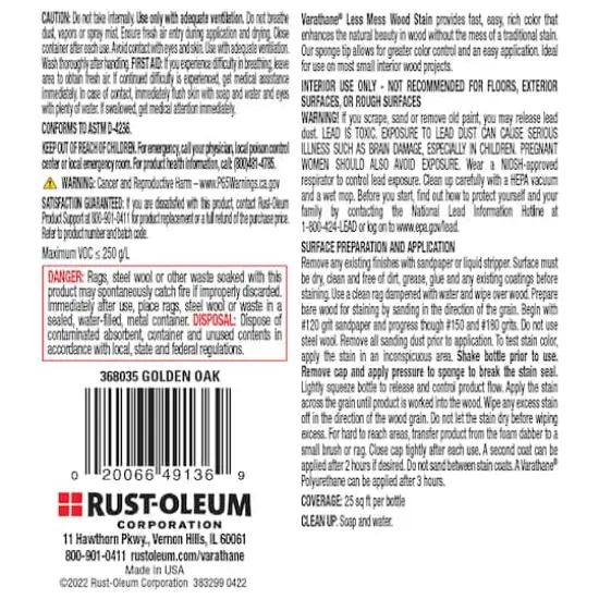 Varathane&reg; 2-in-1 Applicator & Wood Stain, 4oz. Golden Oak {7}