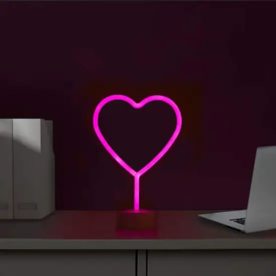 11.5" Pink Heart LED Neon Style Valentine's Day Table Sign {3}