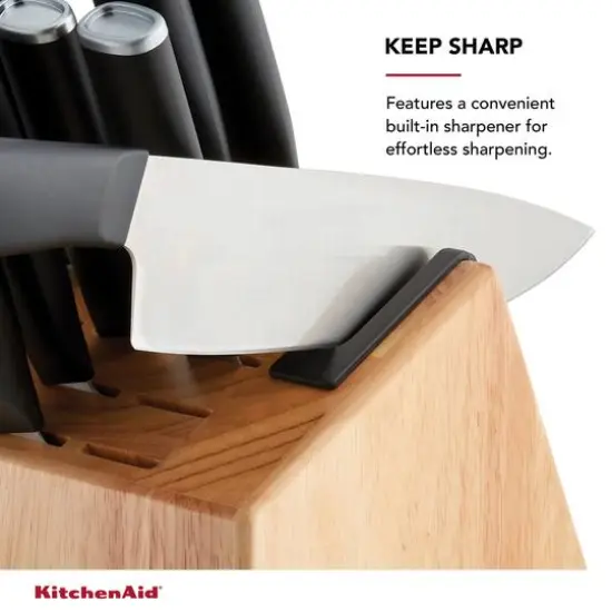 KitchenAid Classic 12-Piece Knife Rubberwood Block Set with Built in Sharpener {5}