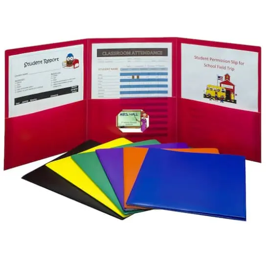C-Line&reg; Assorted Colors 3-Pocket Poly Portfolios, 24ct. {4}