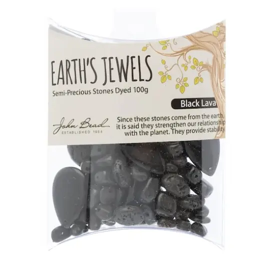 John Bead Earth's Jewels Natural Stone Bead Assortment, 100g Dyed Black Lava Rock {3}