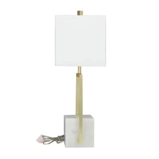 CosmoLiving by Cosmopolitan White Marble Modern Table Lamp, 27" x 15" x 9" {3}