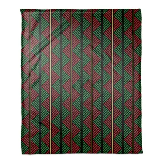 60" Kwanzaa Zigzag Coral Fleece Blanket {1}
