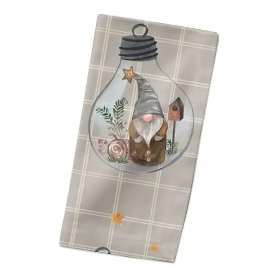 Gray & White Check Gnome Globe Pattern Cotton Twill Napkin {3}