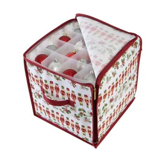 Laura Ashley Nutcracker Print Stackable Christmas Ornament Storage Box {3}