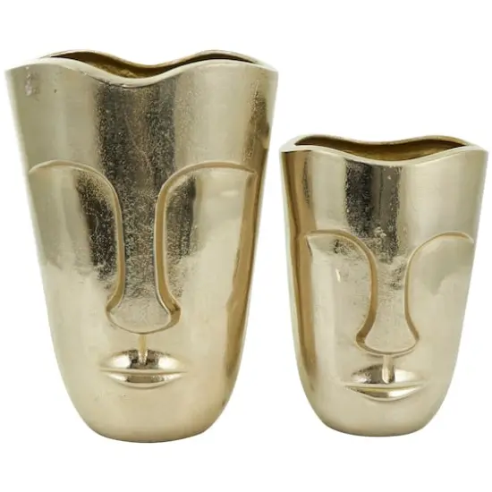 Gold Glam Aluminum Face Vase Set {7}