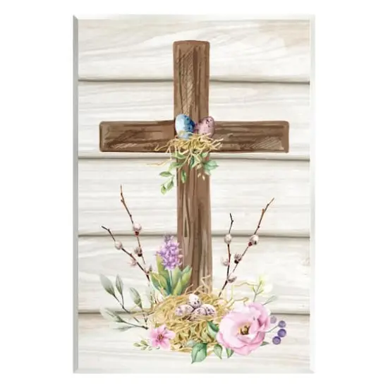 Stupell Industries Spiritual Easter Cross Spring Blossoms Wall Plaque Art {1}