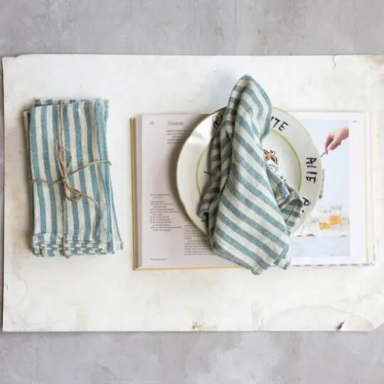 Hello Honey&reg; Blue & Natural Striped Cotton Napkins, 4ct. {3}