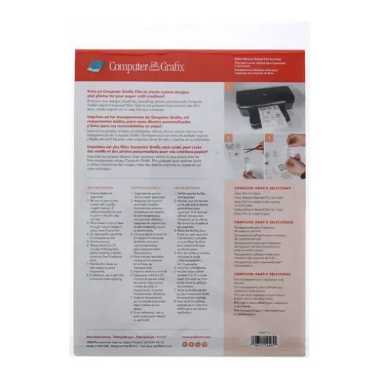 Grafix&reg; 8.5" x 11" Matte Inkjet Adhesive Backed Clear Film, 6ct. {3}