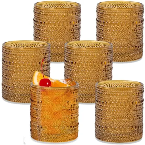 Kate Aspen&reg; 10oz. Textured Beaded Glass Set Amber {1}