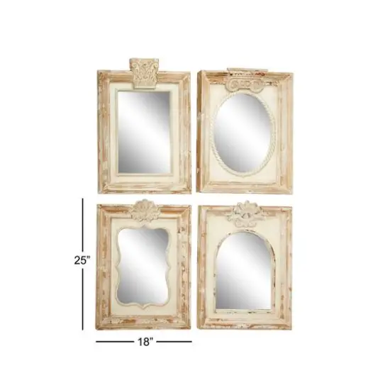 25" Brown Wood Vintage Wall Mirror Set {12}
