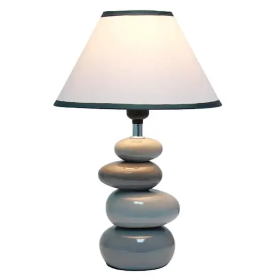 Simple Designs 17.5" Ceramic Stone Table Lamp Shades of Gray {3}