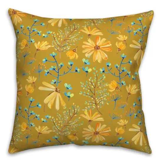 Flowers & Foliage Throw Pillow Chartreuse {1}