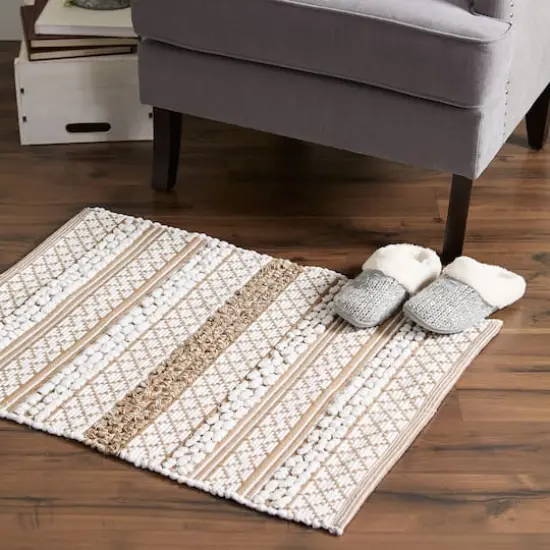 DII&reg; Stone & White Hand-Loomed Paper Chindi Rug, 2ft. x 3ft. {6}