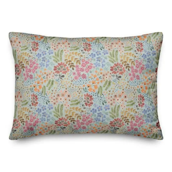 Wild Flower Floral Lumbar Throw Pillow Blue {3}