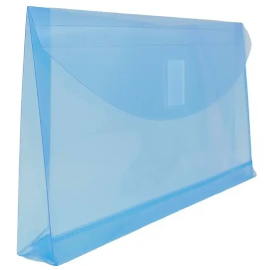 JAM Paper 5.25" x 10" Plastic Hook & Loop Closure Envelopes, 12ct. Blue {5}