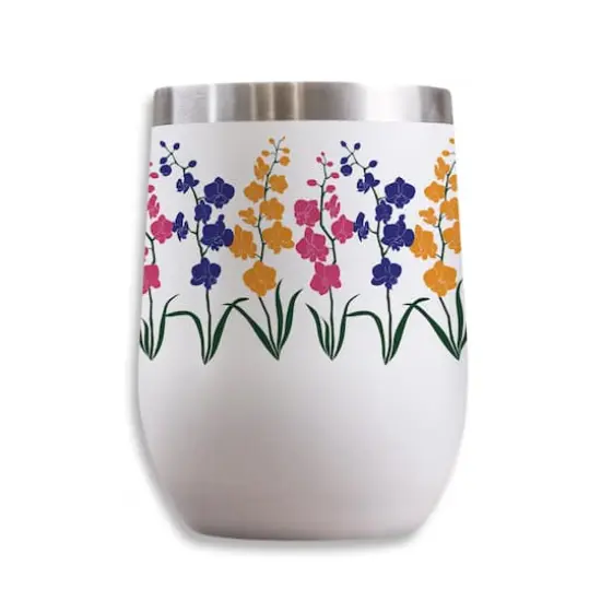 11oz. Papercut Flower Trio Stainless Steel Wine Tumbler {1}