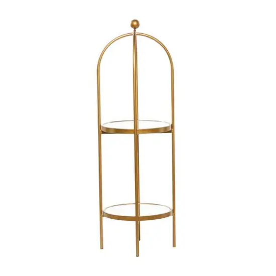 Gold Metal Glam Standing Mirror Shelves, 46" x 16" x 18" {3}