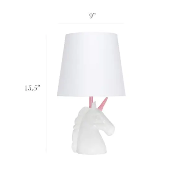 Simple Designs 15.5" Unicorn Table Lamp White/Pink Glitter {4}