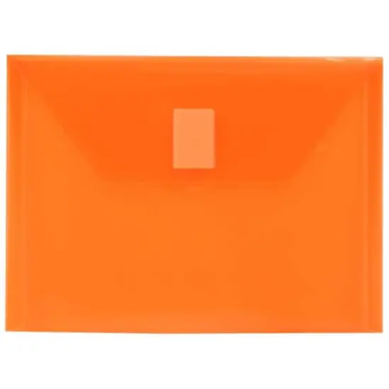 JAM Paper 5.5" x 7.5" Plastic Hook & Loop Closure Envelopes, 12ct. Orange {1}