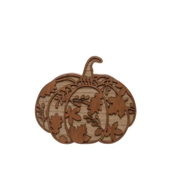 8" Brown Leaf Carved Pumpkin Tabletop D&eacute;cor by Ashland&reg; {1}