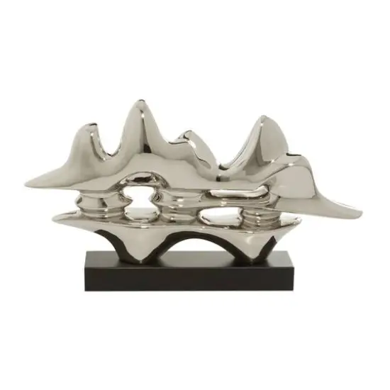 Silver Porcelain Sculpture, Abstract 14" x 25" x 5" {6}