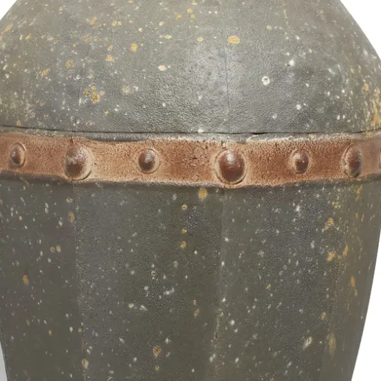 Brown Metal Rustic Vase Set {9}